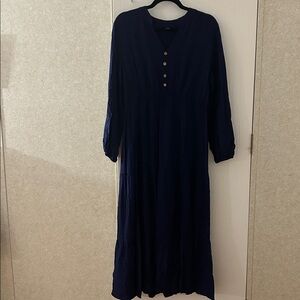 Emery Rose, Navy Blue Maxi Dress with Buttons,Size XL